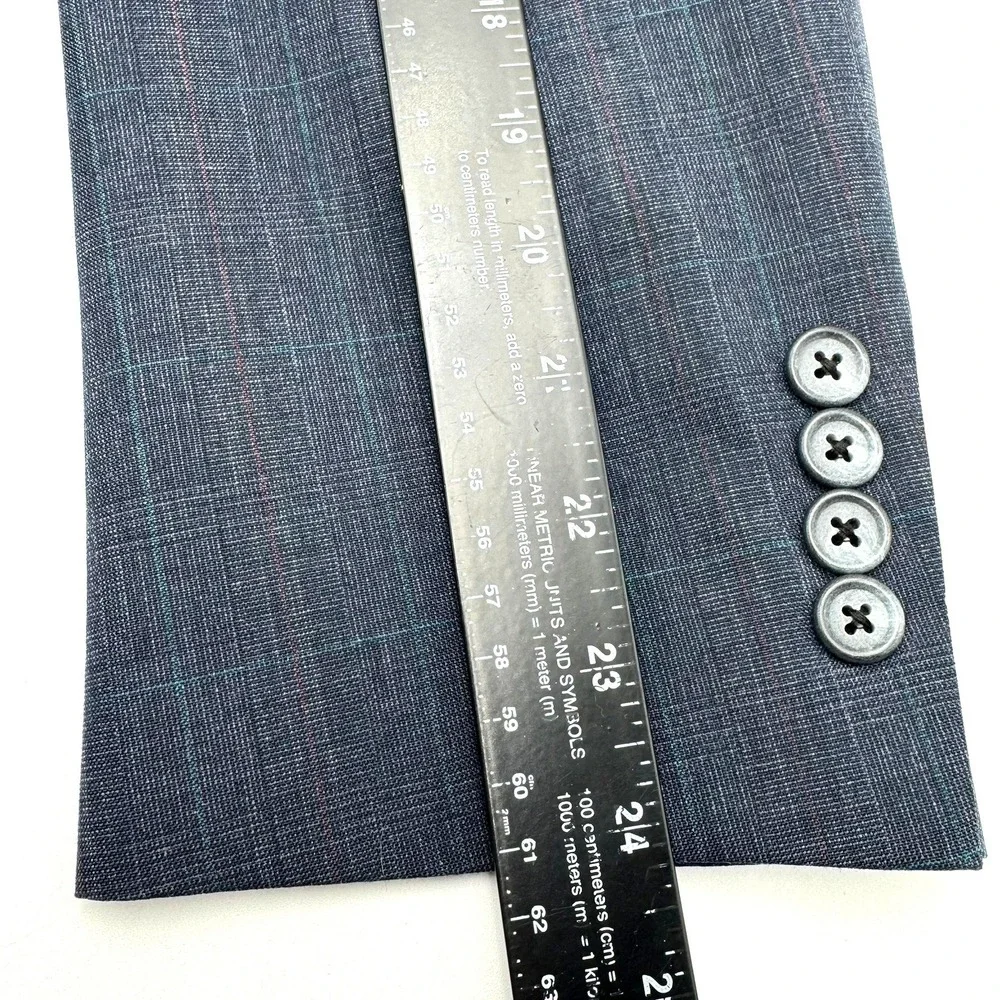 HART SCHAFFNER & MARX Men's 44R W34 Blue Glen Plaid Wool Viracle Two Piece Suit